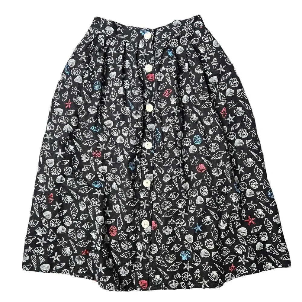 Modcloth‎ Seashell Print Button Front Skirt